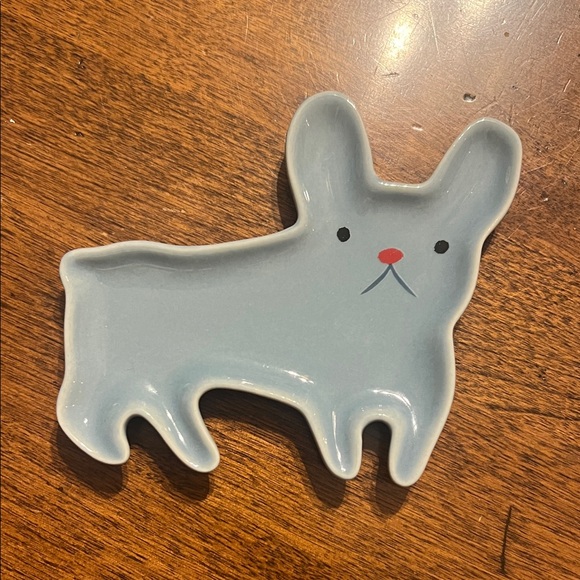 Danica Frenchie Trinket Tray Blue Dog-Shaped Ceramic Dish - Picture 1 of 2